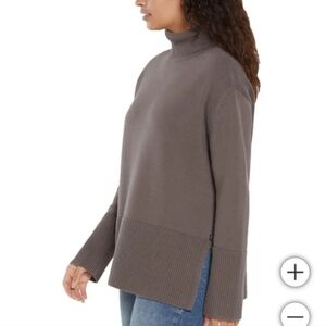 ❤️Gap Turtleneck Sweater Women's Small Brown Split Hem Chunky Knit Ribbed NWT